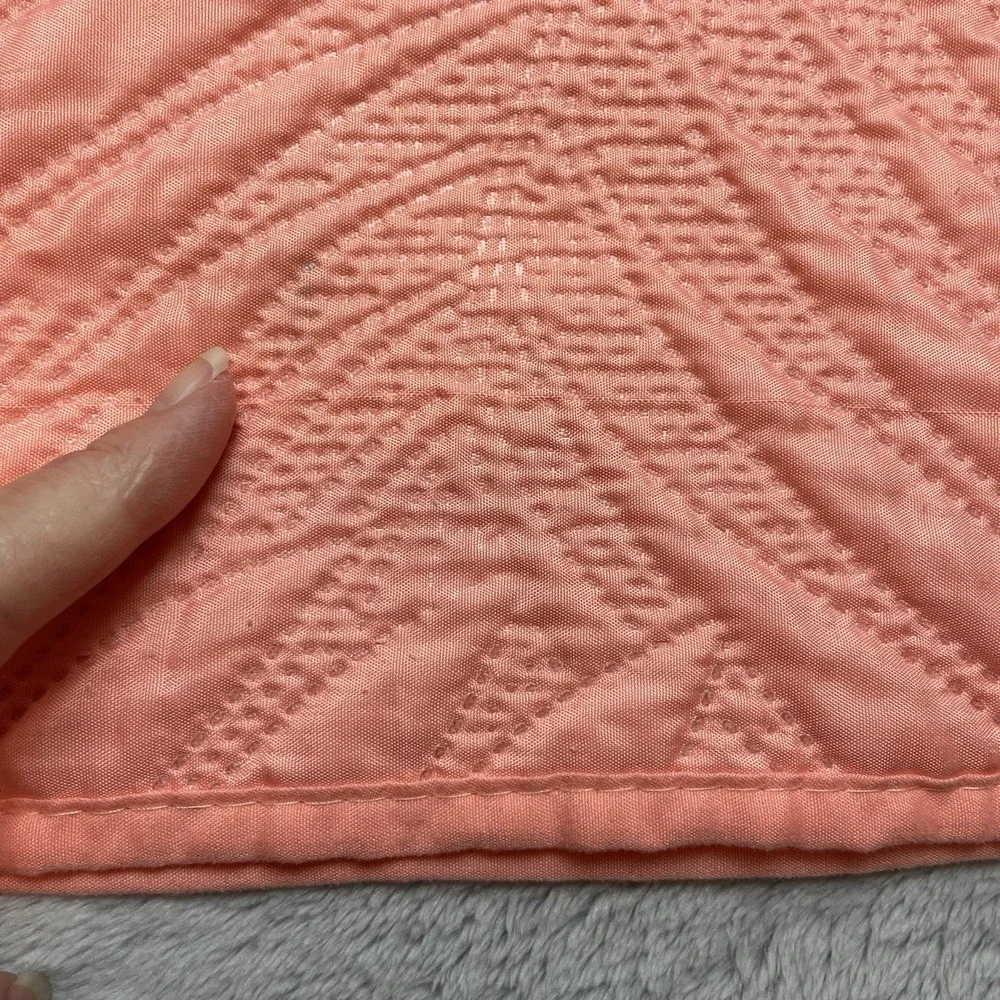 Sleeping Partners Quilted Coverlet Full/Double Coral‎ Orange Embroidered Floral